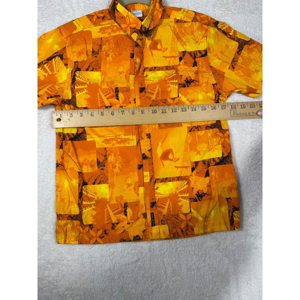 Old Navy Button Down Shirt Boys 8 Orange Good Vintage Skater Surf Graphic Y2K - Picture 3 of 11